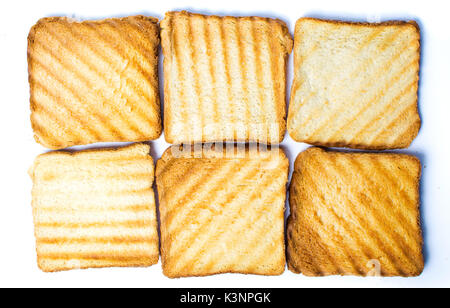 Set of toasted bread slices on white background Stock Photo - Alamy