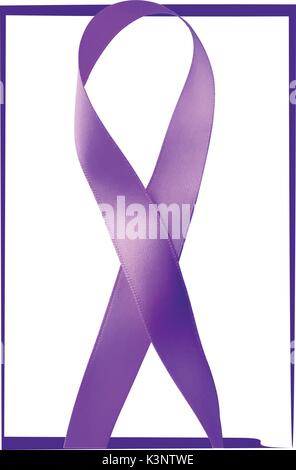 Purple ribbon. General Cancer Awareness. Lupus awareness. Drug Overdose Awareness. Alzheimer's Disease awareness. Vector illustration Stock Vector