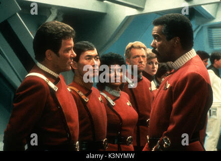 STAR TREK III: THE SEARCH FOR SPOCK [US 1984] [L-R] WILLIAM SHATNER as Captain James T Kirk, GEORGE TAKEI as Sulu, NICHELLE NICOLS as Uhura, ROBERT HOOKS     Date: 1984 Stock Photo