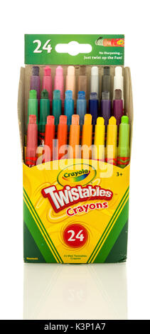 Winneconne, WI - 30 August 2017:  A box of Crayola twistables crayons on an isolated background. Stock Photo