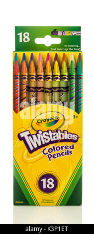 Winneconne, WI - 30 August 2017:  A box of Crayola twistables colored pencils on an isolated background. Stock Photo