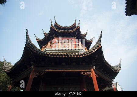 Shantang old street timberwork octagon house pavilion in suzhou China. Stock Photo