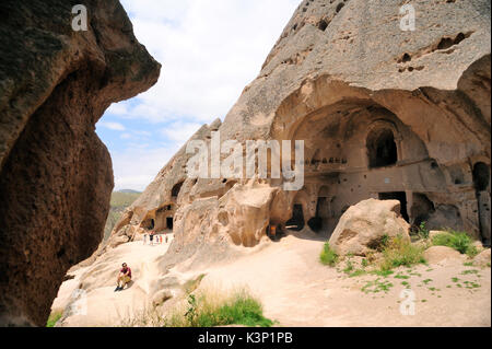 Cave dwellings in the Göreme Open Air Museum, UNESCO World Heritage Site, Cappadocia, Nevsehir Province, Turkey, Asia Stock Photo