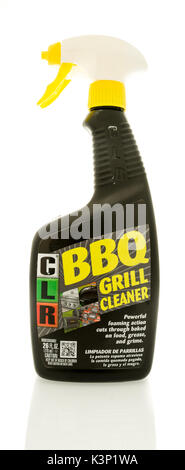 Winneconne, WI - 30 August 2017:  A bottle of CLR grill cleaner on an isolated background. Stock Photo