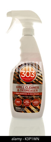 Winneconne, WI - 30 August 2017:  A bottle of 303 grill cleaner on an isolated background. Stock Photo
