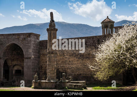 Seismographic balancing pillar known as Gavazan, Tatev Monastery, Syunik Province, Armenia, Caucaus, Eurasia. Stock Photo