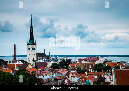 Tallinn, Estonia, Europe. The St. Olav Church in the old town. Stock Photo