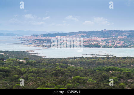 View of the characteristic village and blue sea of Caprera La Maddalena Island Sardinia Italy Europe Stock Photo