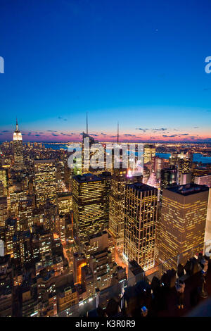 Overlooking the skyscrapers of Manhattan at sunset, New york, USA Stock Photo