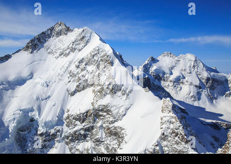 Aerial view of Pizzo Bernina and of Piz Roseg. Engadine, Canton of  Grisons, Switzerland Europe Stock Photo