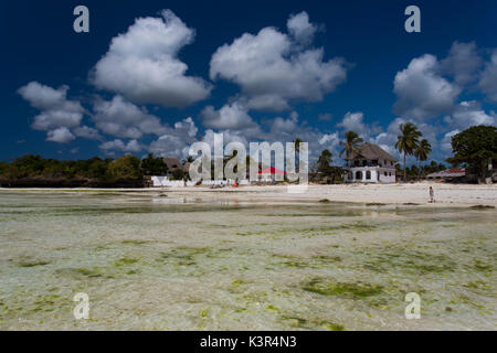 Beach and village in Jambiani, Zanzibar, Africa Stock Photo