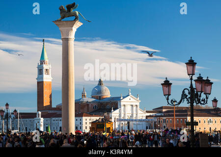 St Mark's Square and San Giorgio Maggiore during Venice Carnival. Venice, Veneto, Italy. Stock Photo