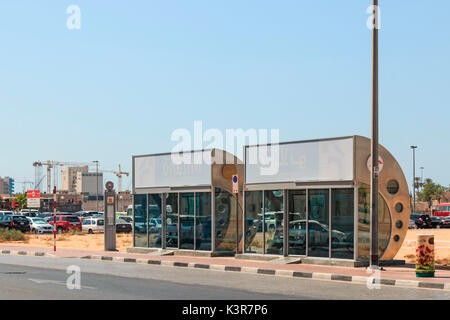 An air conditioned bus stop in Dubai, United Arab Emirates. Stock Photo