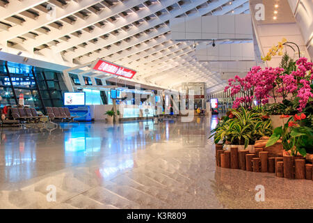 Taipei, Taiwan. Interior of the Taiwan Taoyuan International Airport, the busiest airport in the country and the main international hub for China Airlines and EVA Air. Stock Photo