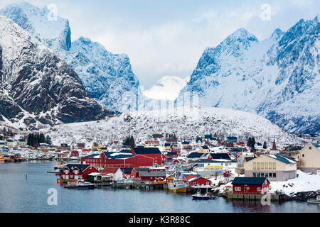 Reine, Lofoten islands, Norway. winter view at sunrise Stock Photo