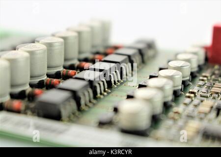 An image of a circuit board, various components Stock Photo