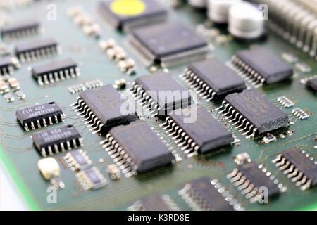 An image of a circuit board, various components Stock Photo