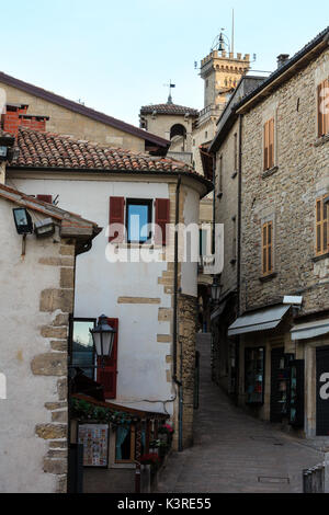 San Marino (oldest republic in the world) town old architecture view. Stock Photo