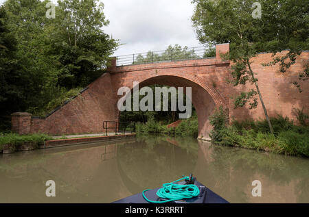 Beavan's Bridge at Westleaze Swindon UK. August 2017. The brick built bridge crossing the recently restored Wilts & Berks Canal Stock Photo