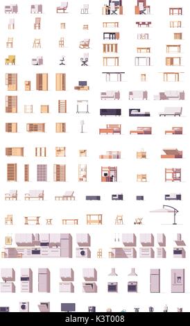 Vector low poly furniture set Stock Vector