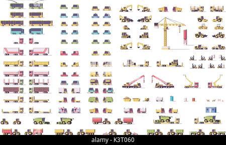 Vector isometric low poly transport set Stock Vector