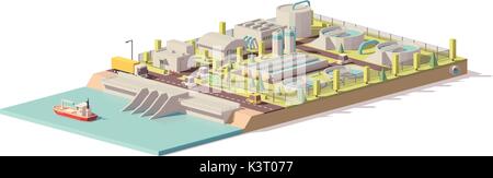 Vector low poly water treatment plant Stock Vector