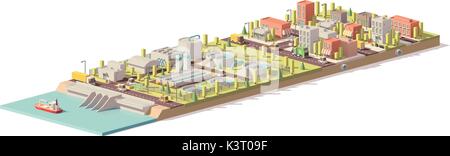 Vector low poly water treatment and consumption Stock Vector
