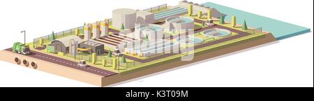 Vector low poly wastewater treatment plant Stock Vector