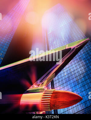 DIGITAL ART: The City and the Car Stock Photo