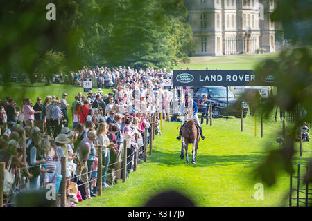 Peterborough, Stamford, UK. 02nd Sep, 2017. Kristina (Tina) Cook begins her challenge on Cross Country day at Burghley Credit: Lovelylight/Alamy Live News Stock Photo