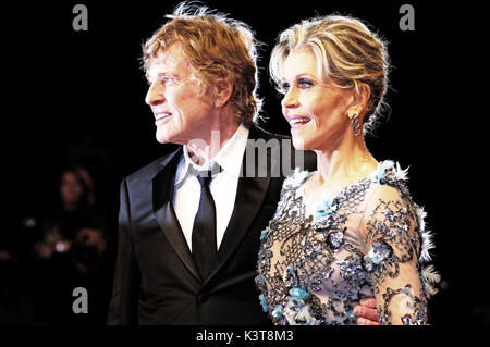 Venice, Italy. 01st Sep, 2017. Robert Redford and Jane Fonda attending the 'Our Souls at Night' premiere at the 74th Venice International Film Festival at the Palazzo del Cinema on September 01, 2017 in Venice, Italy | usage worldwide Credit: dpa/Alamy Live News