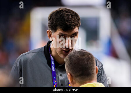 September 1, 2017: Ghita Muresan - former romanian NBA player  during the FIBA Eurobasket 2017 - Group C, game between Romania and Czech Republic at Polyvalent Hall, Cluj-Napoca,  Romania ROU. Foto: Cronos Stock Photo