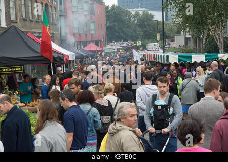 London, Islington, UK. 3rd Sep, 2017. Angel Canal Festival took place around the City Road Basin, Regents Canal and nearby streets. Despite dark clouds it was well attended. credit: Steve Bell/Alamy Live News.