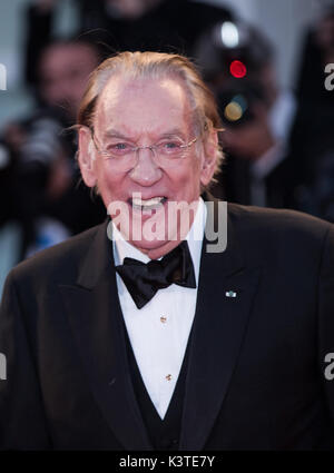 Venice, Italy. 3rd Sep, 2017. Actor Donald Sutherland attends the premiere of the movie 'The Leisure Seeker' at the 74th Venice Film Festival in Venice, Italy, Sept. 3, 2017. Credit: Jin Yu/Xinhua/Alamy Live News Stock Photo