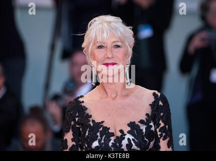 Venice, Italy. 3rd Sep, 2017. Actress Helen Mirren attends the premiere of the movie 'The Leisure Seeker' at the 74th Venice Film Festival in Venice, Italy, Sept. 3, 2017. Credit: Jin Yu/Xinhua/Alamy Live News Stock Photo