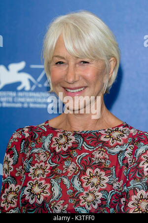 Venice, Italy. 03rd Sep, 2017. Helen Mirren attends the photo call of 'The Leisure Seeker' during the 74th Venice Film Festival at Palazzo del Casino in Venice, Italy, on 03 September 2017. - NO WIRE SERVICE - Photo: Hubert Boesl/dpa/Alamy Live News Stock Photo