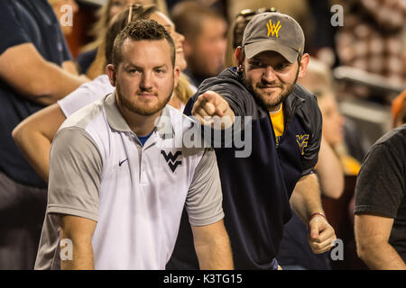 Landover, Maryland, USA. 3rd Sep, 2017. Mountaineer fans celebrate during the game held at FEDEX Field in Landover, Maryland. Credit: Amy Sanderson/ZUMA Wire/Alamy Live News Stock Photo