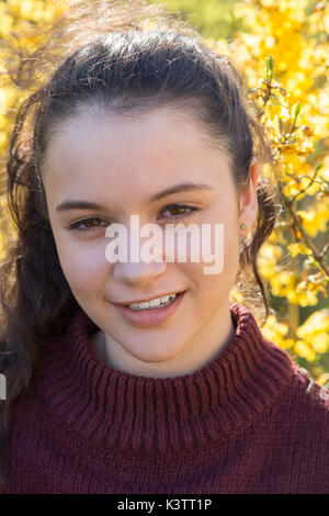 13 year old teenage girl head shot portait Stock Photo