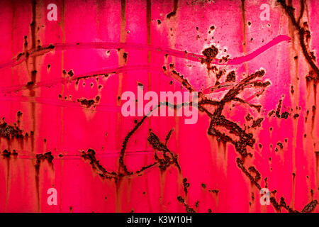 Abstract of pink rusted paint and metal Stock Photo