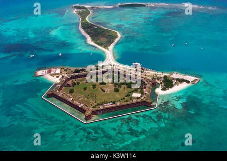 Climate change causes sea level rise and higher storm surges that threaten Fort Jefferson at the Dry Tortugas National Park March 9, 2016 in Garden Key, Florida.   (photo by NPS Photo via Planetpix) Stock Photo