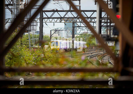 Commuter railway line from Ardwick leading to Manchester Piccadilly  terminus station on the West Coast Main Line WCML Stock Photo