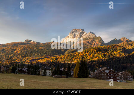 Grazing light on mount Pelmo,S.Vito di Cadore,Belluno district,Veneto,Italy,Europe Stock Photo