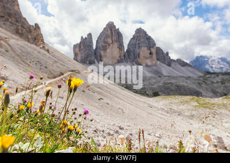 Europe, Italy, Dolomites. Tre Cime di Lavaredo, the iconic shape of the Dolomites. Stock Photo