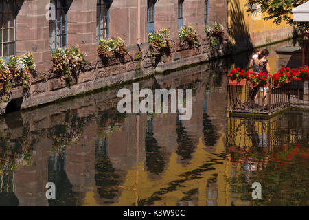 Colmar,Alsace,France. Typical reflected alsatian houses Stock Photo