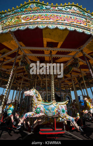 Brighton Pier formerly know as Palace Pier is a major visitor attraction on the seafront. A carousel Stock Photo