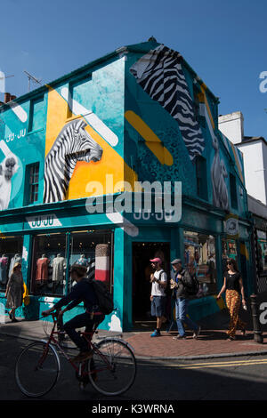 Shopping in the busy North Laine area of Brighton. Stock Photo
