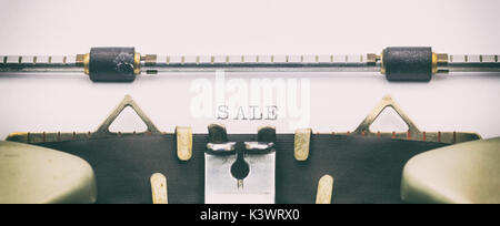 Close-up of word Sale on a typewriter sheet Stock Photo