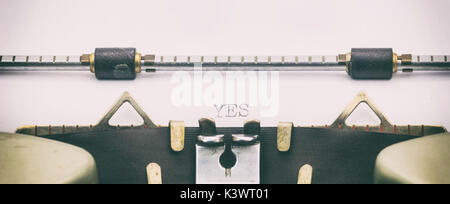 Close-up of word YES on a typewriter sheet Stock Photo