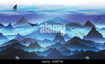 Underwater Sea Landscape - Vector Stock Vector