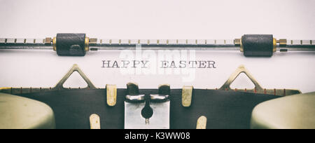 Close-up of HAPPY EASTER on a typewriter sheet Stock Photo